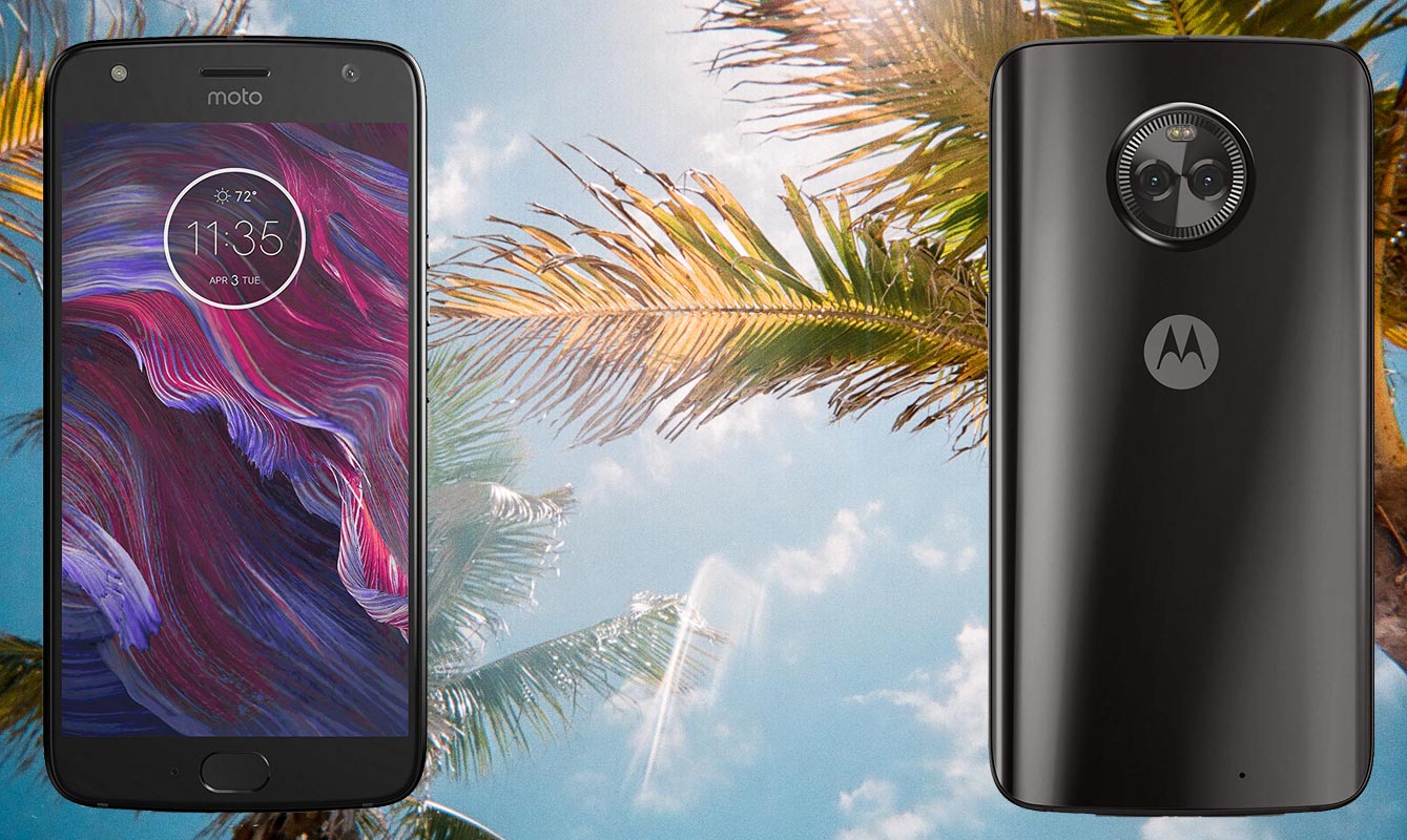 Motorola Moto X4 with Palm Tree Background