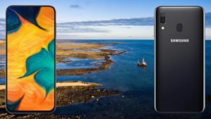 Samsung Galaxy A30 with Sea Harbour Side Background