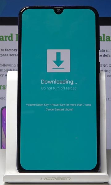 Samsung Galaxy A40 Download Mode Warning Screen
