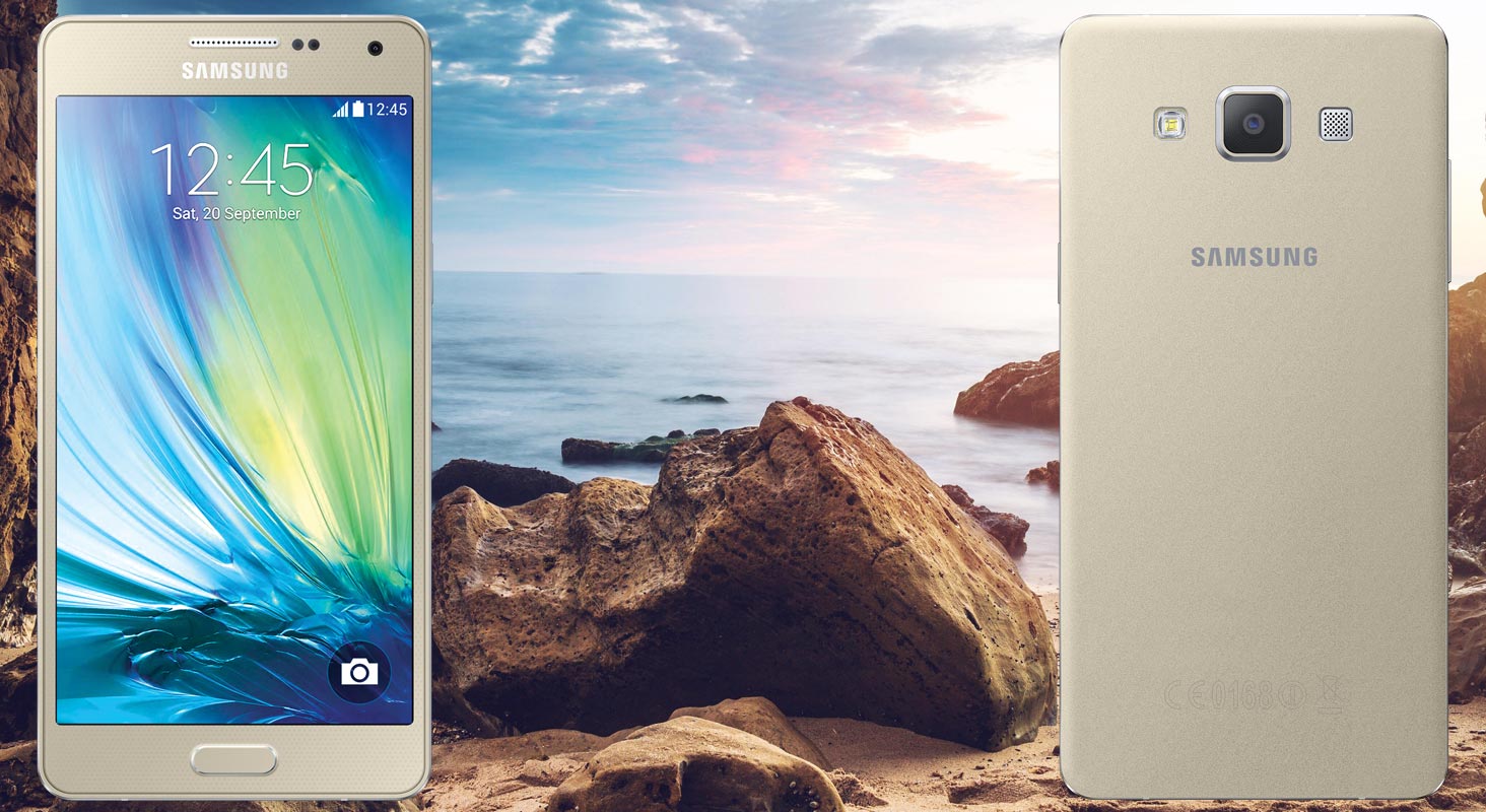 Samsung Galaxy A5 with Beach Rock Background