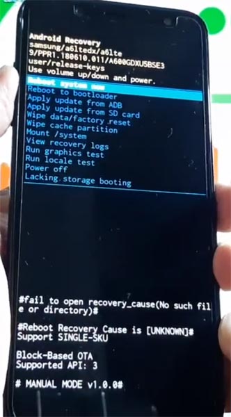 Samsung Galaxy A6 2018 Recovery Warning Screen