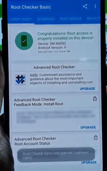 Samsung Galaxy A6 Plus 2018 Root Checker Status