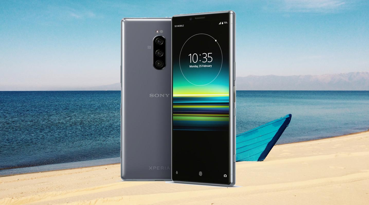 Sony Xperia 1 with Beach Boat Background