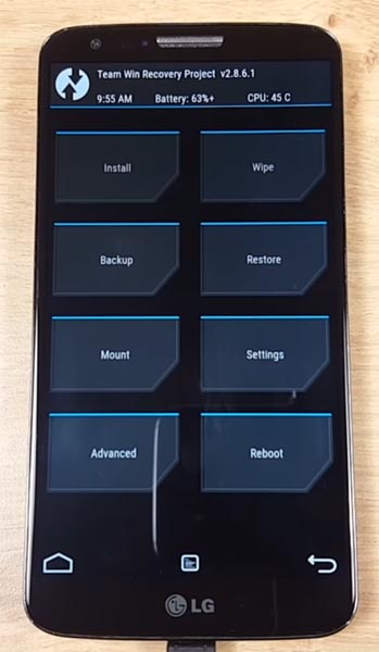 LG G2 TWRP Home