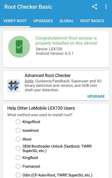 LeEco Le Pro3 Root Checker Result