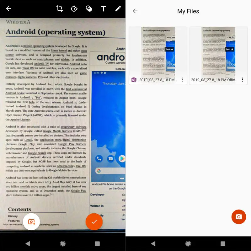 Microsoft Office Lens App Screenshots