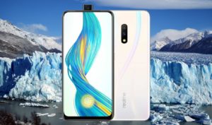 Realme X with Blue Ice Background