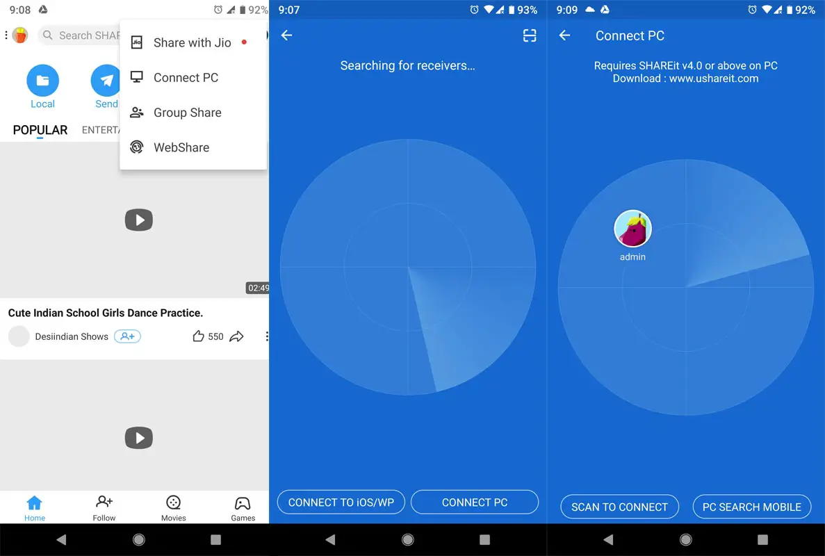 SHAREit Android App Screenshots