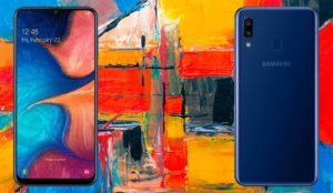 Samsung Galaxy A20 with Colour Painting Background