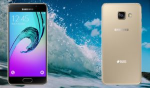 Samsung Galaxy A3 2016 with Sea Wave Background