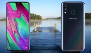 Samsung Galaxy A40 with Lake View Background