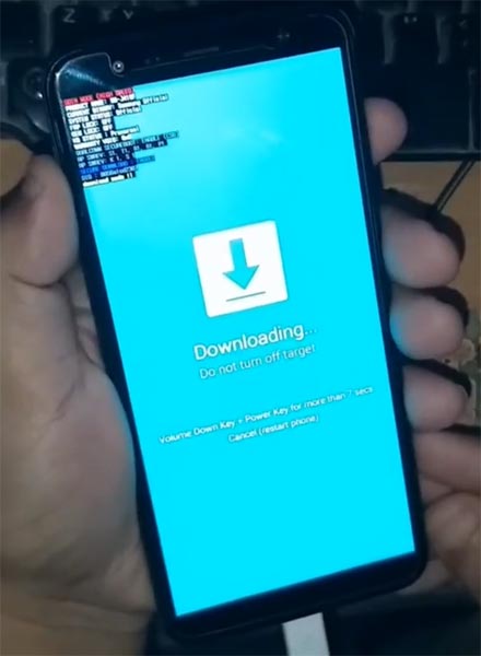 Samsung Galaxy J4 Core Download Mode Warning Screen