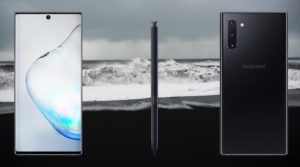 Samsung Galaxy Note10 With Black Beach Background