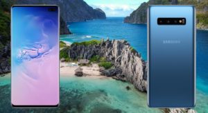 Samsung Galaxy S10 Plus with Island Beach Background