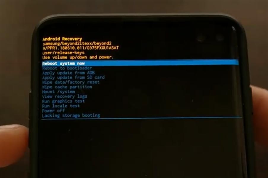 Samsung Galaxy S10 Recovery Mode Warning Screen