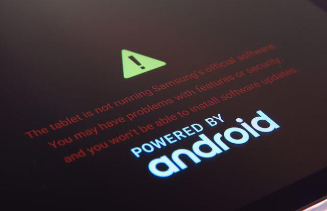 Samsung Galaxy Tab S5e Boot Warning Screen