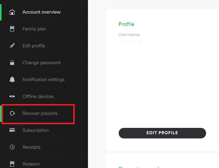 Spotify Playlists Recover using Account Recovery