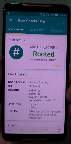 Asus ROG Phone Root Checker Status