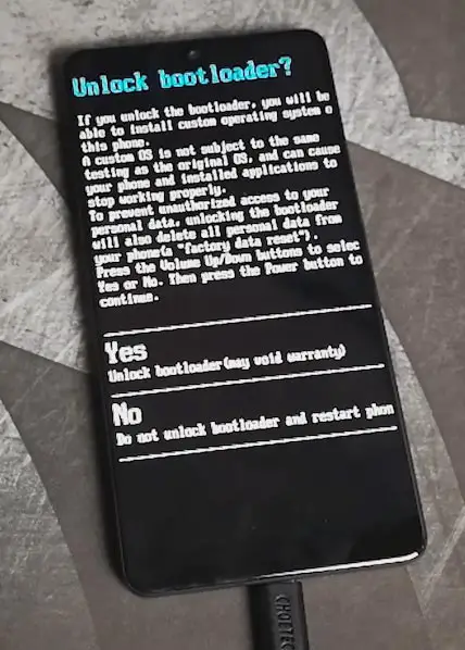 Essential PH-1 Unlock Bootloader Screen