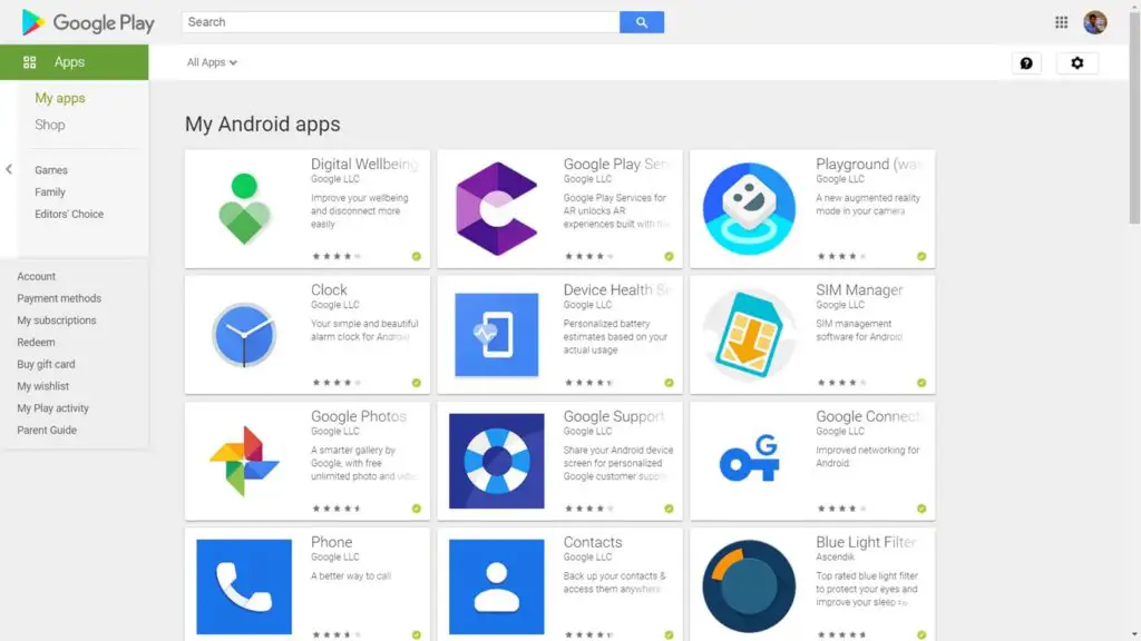 Google Play Store My Apps PC Version