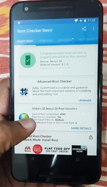 LG Nexus 5X Root Checker Status