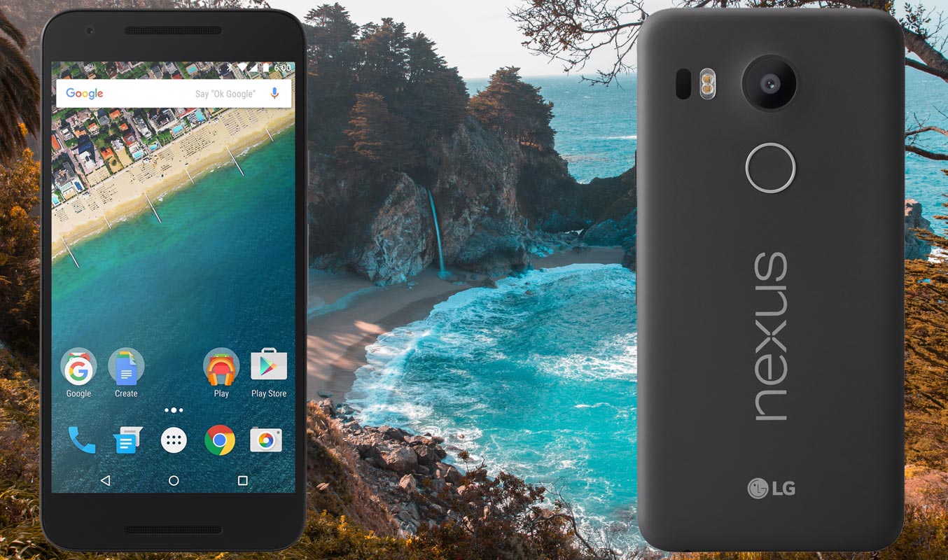 LG Nexus 5X with Mountain Beach Background