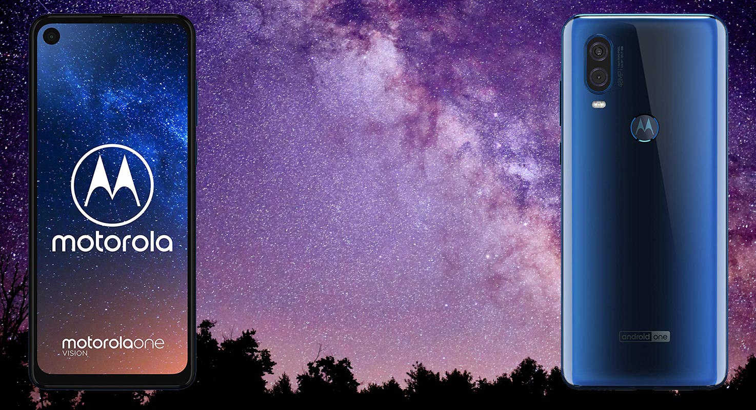 Motorola One Vision with Space Background