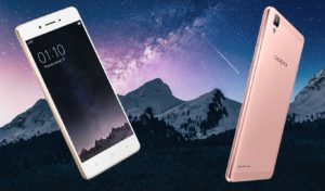 Oppo F1 with Stars and Mountain Background