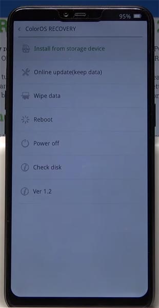 Oppo Realme 2 Recovery Mode Warning Screen