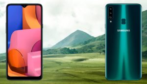 Samsung Galaxy A30s with Green Farm Background