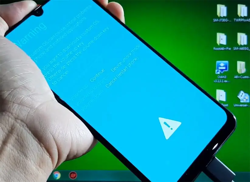 Samsung Galaxy A50s Download Mode Warning Screen