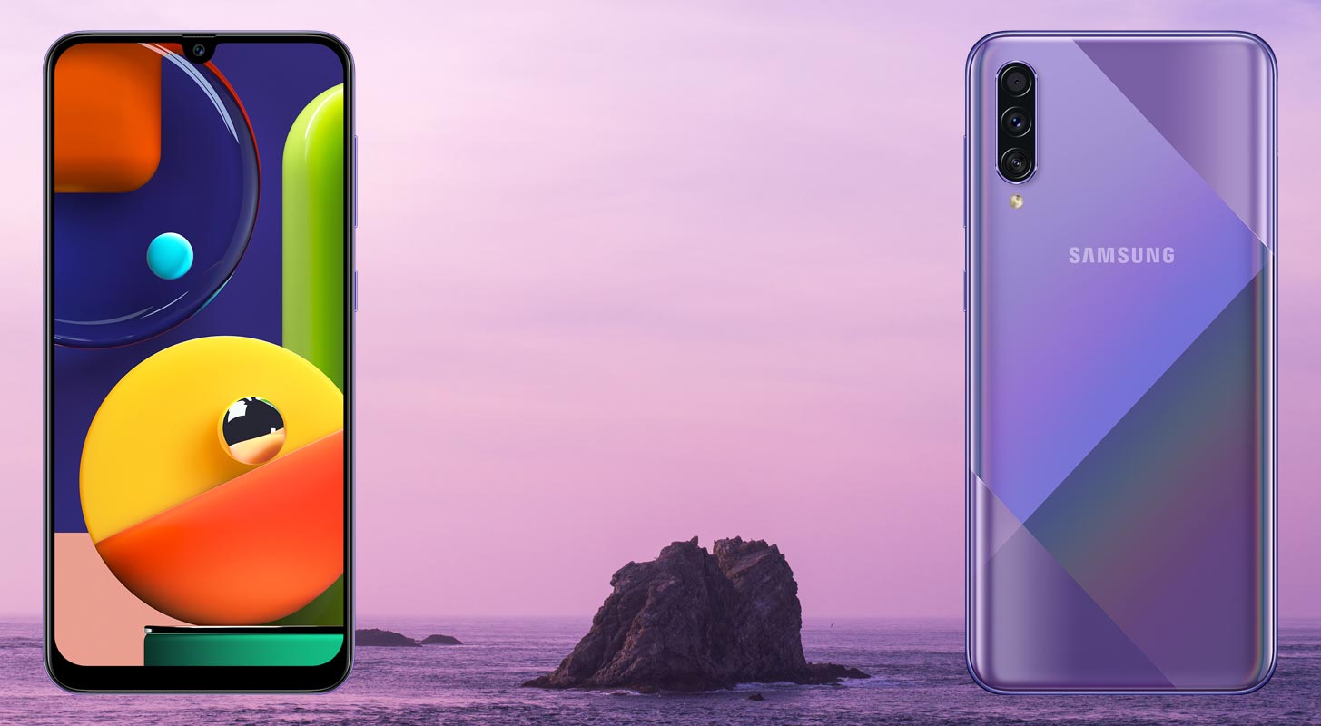 Samsung Galaxy A50s with Sea Background
