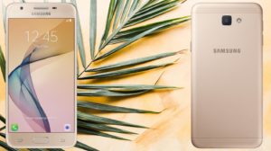 Samsung Galaxy J5 Prime with Coconut Tree Leaf Background