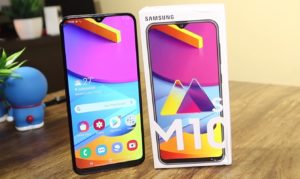 Samsung Galaxy M10s on the Table with Retail Box