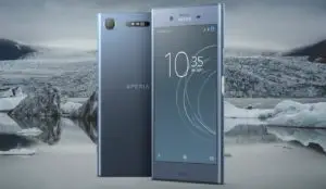 Sony Xperia XZ1 with Grey Ice Land Background