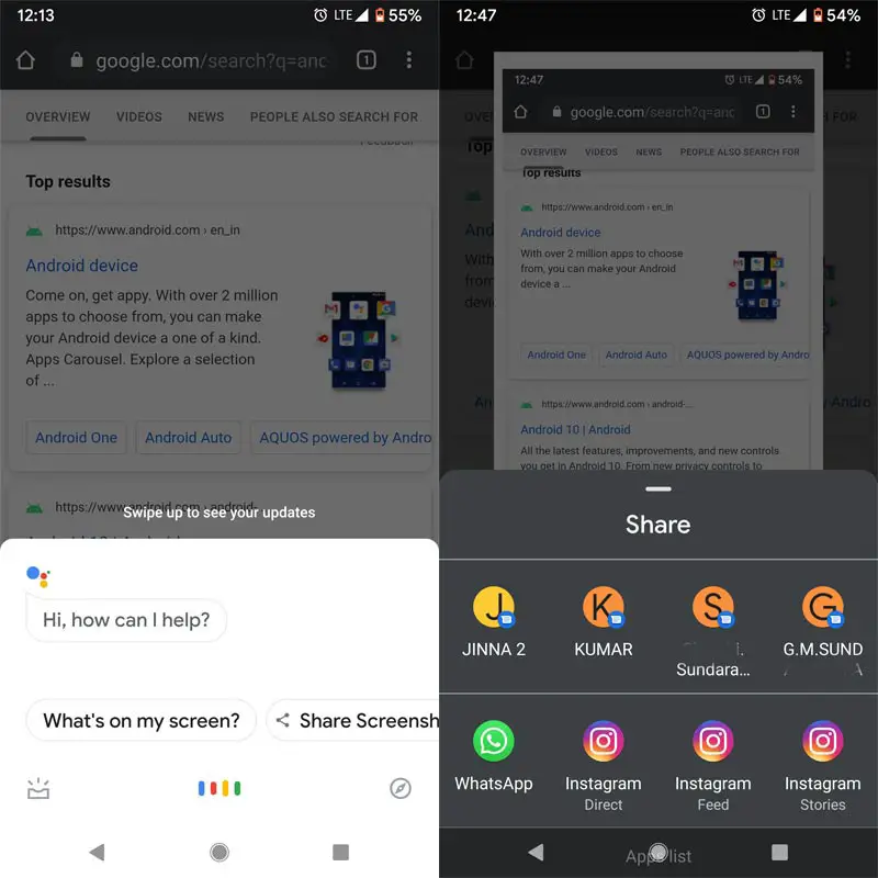 Take screenshot using Google Assistant