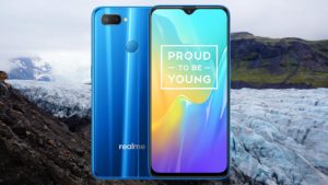 realme U1 with glacier mountain background