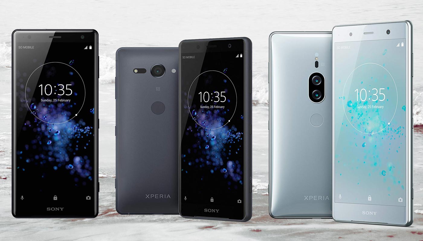 Sony Xperia XZ2 premium and compact with Sea Wave Background