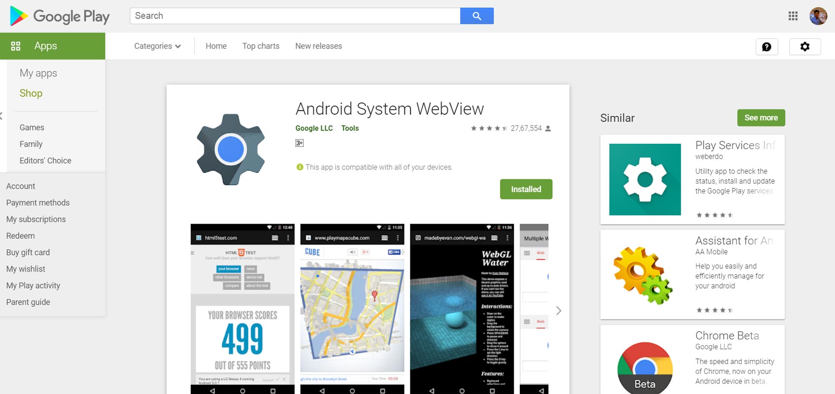 Android Web View in Play Store
