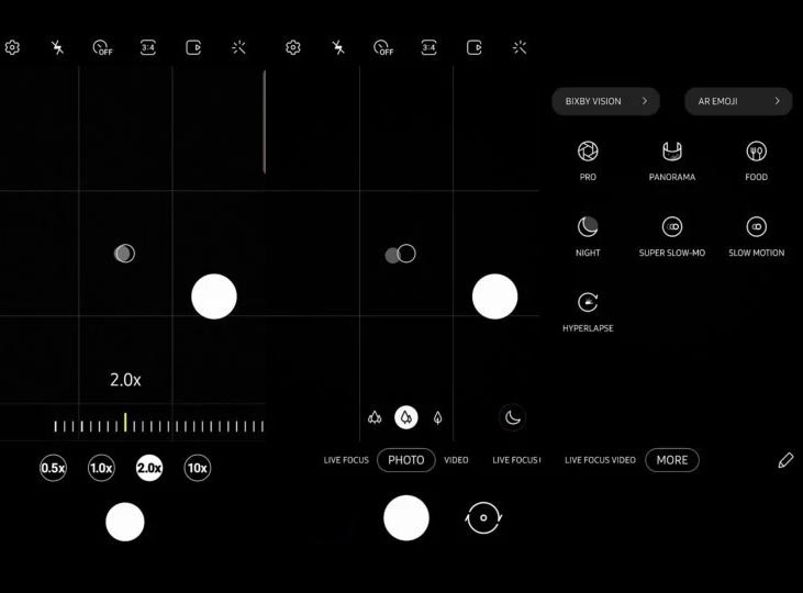 Camera UI Samsung One UI 2.0