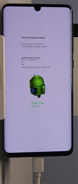 Huawei P30 Pro Fastboot Warning Screen