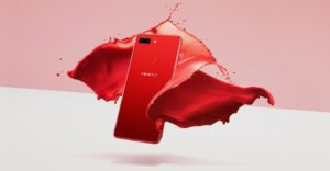 Oppo R15 Pro with Red and Pink Background