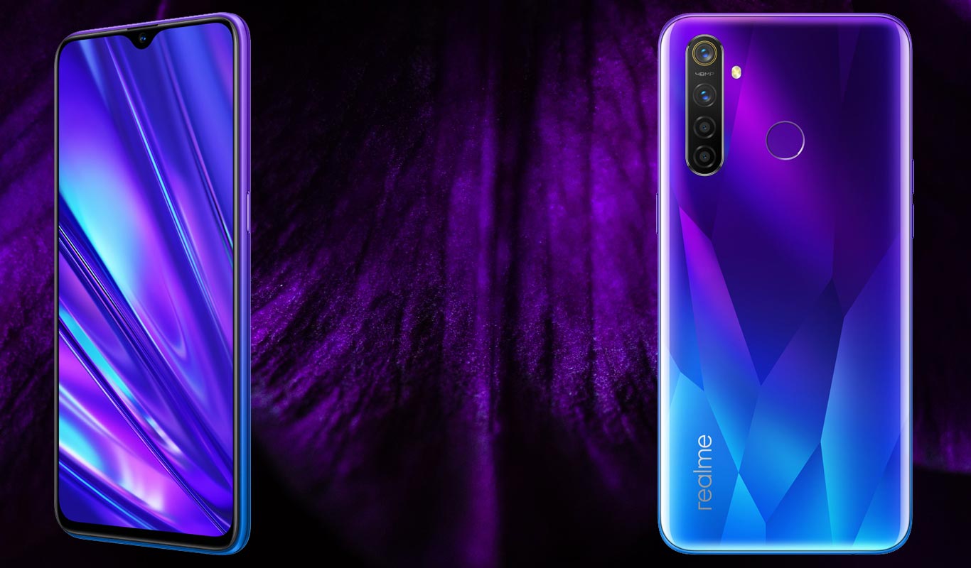 Realme 5 Pro with Violet Flower Background