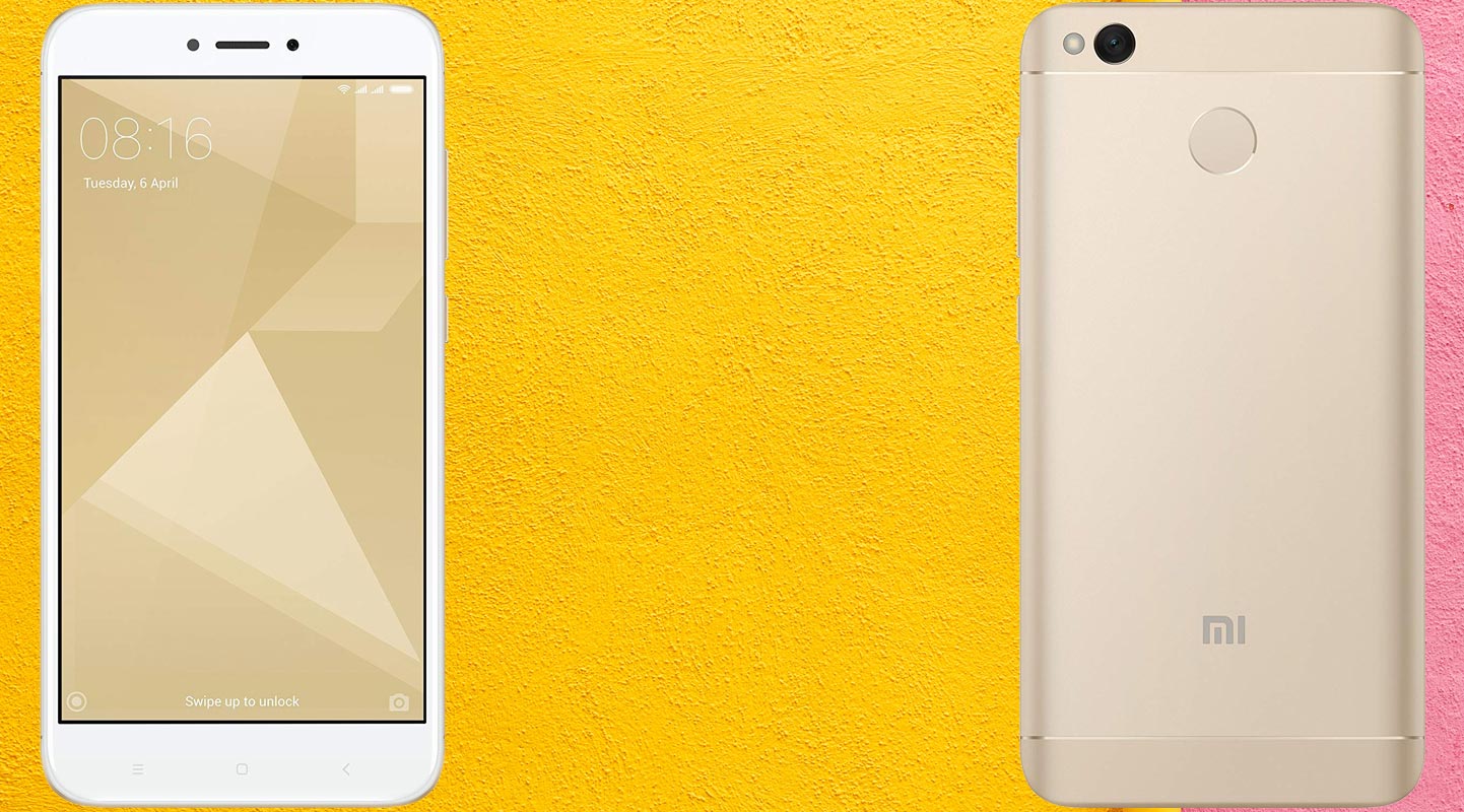 Redmi 4 with Yellow and Pink Background