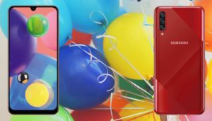 Samsung Galaxy A70s with Balloons Background