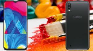 Samsung Galaxy M10 with Art Paint Background