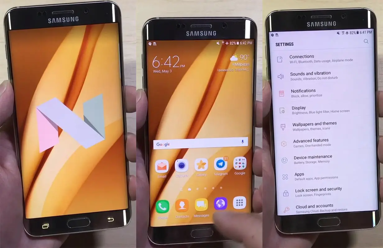 Samsung Galaxy S6 Edge Plus Nougat Screenshots