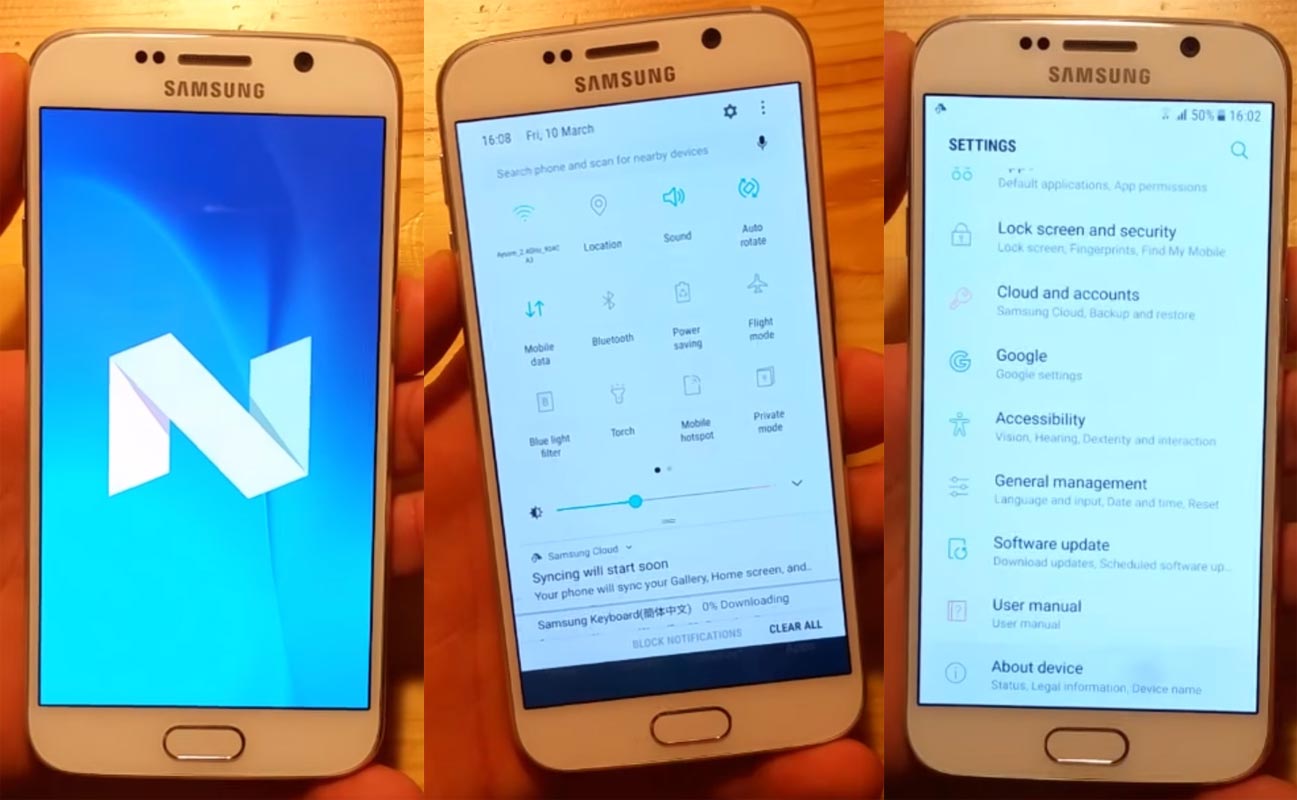 Samsung Galaxy S6 Nougat Screenshots