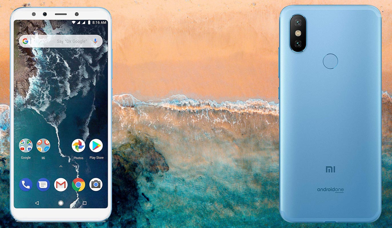 Xiaomi Mi A2 with Ocean Beach Background