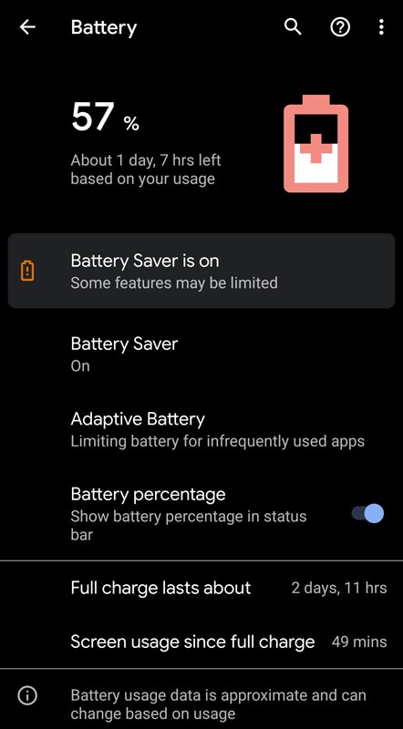 Battery Usage Screenshot Android